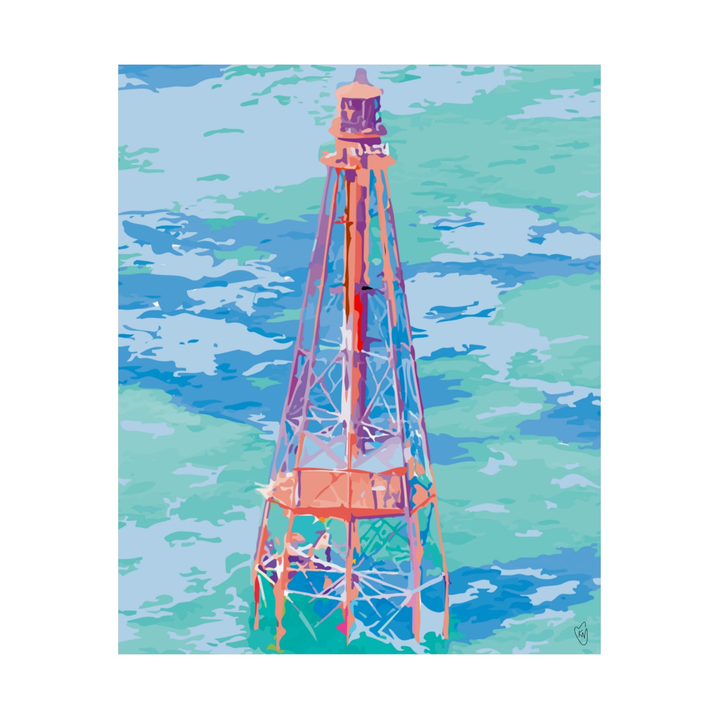 Marathon lighthouse poster - Florida keys art - marathon Florida