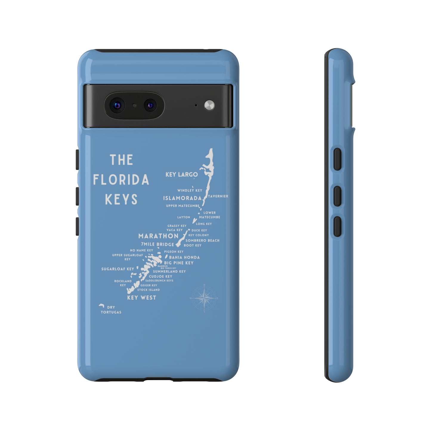 Florida keys map - iPhone Samsung pixel phone Case blue with white