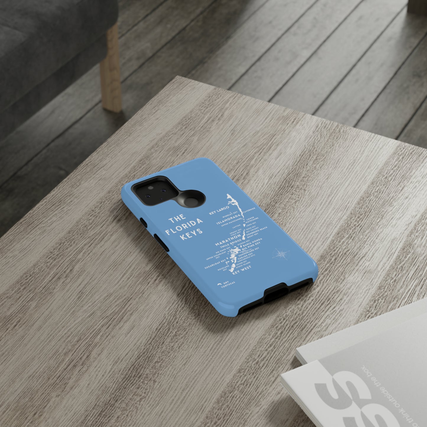 Florida keys map - iPhone Samsung pixel phone Case blue with white