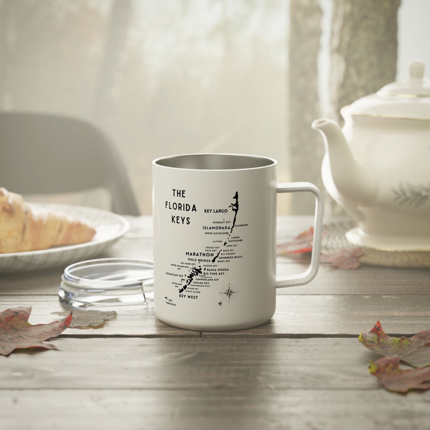 Florida Keys Map, Insulated Coffee Mug, 10oz, Stocking Stuffer
