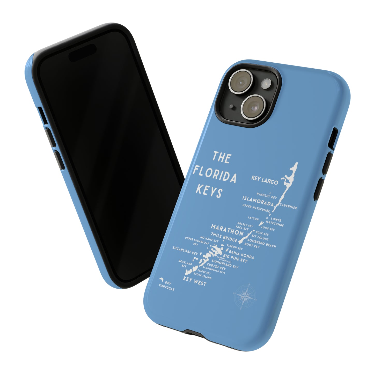 Florida keys map - iPhone Samsung pixel phone Case blue with white
