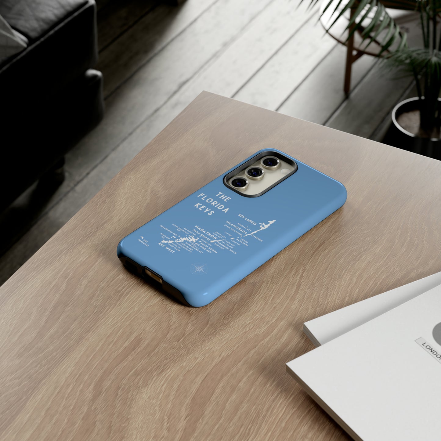 Florida keys map - iPhone Samsung pixel phone Case blue with white