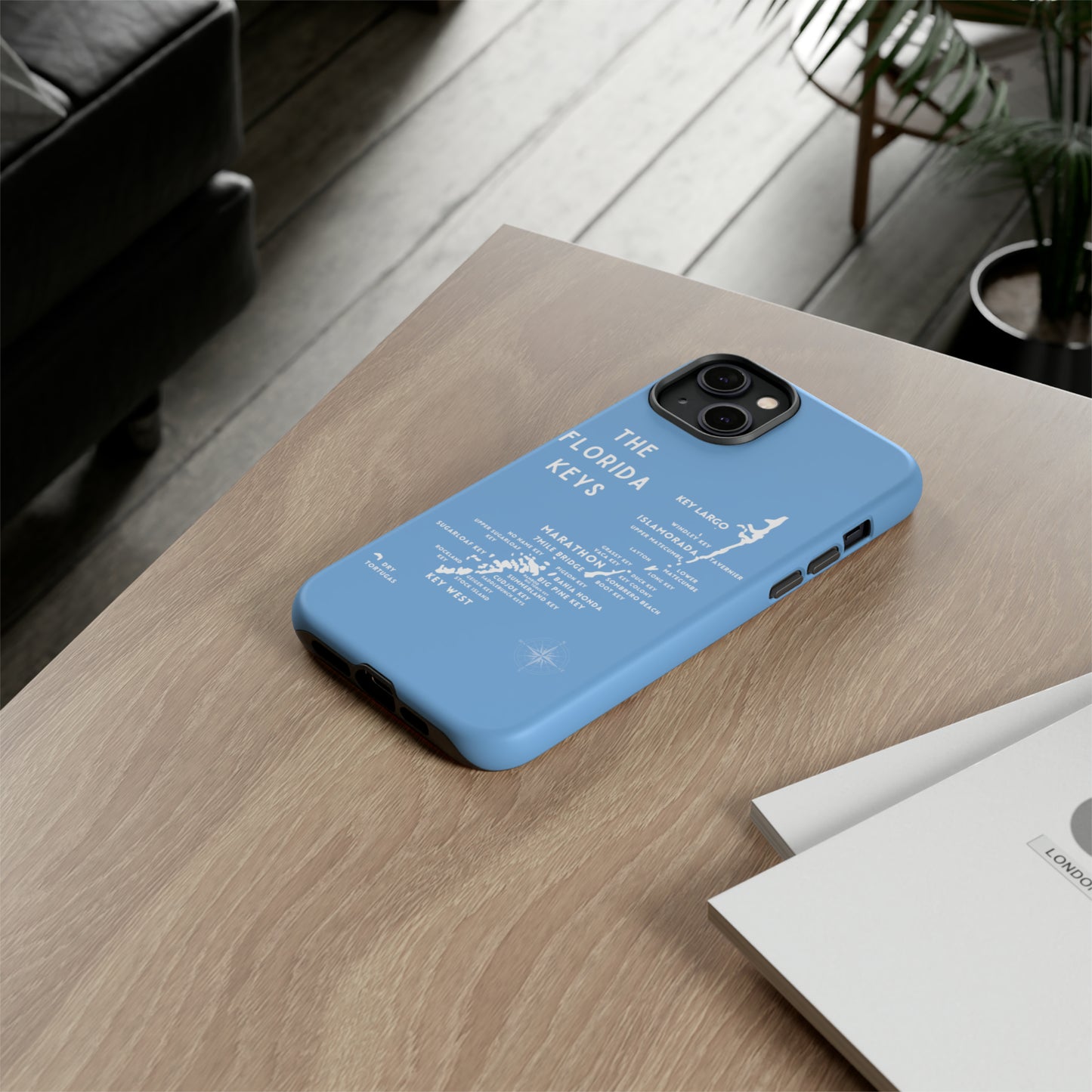 Florida keys map - iPhone Samsung pixel phone Case blue with white