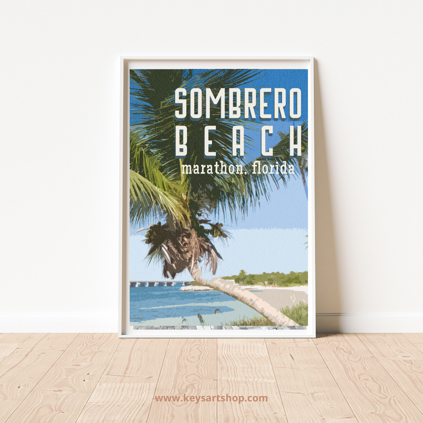 sombrero beach travel print, marathon florida