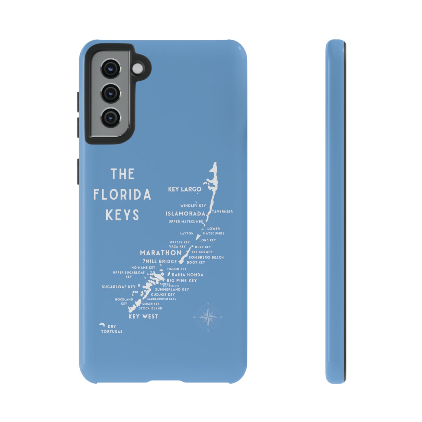 Florida keys map - iPhone Samsung pixel phone Case blue with white