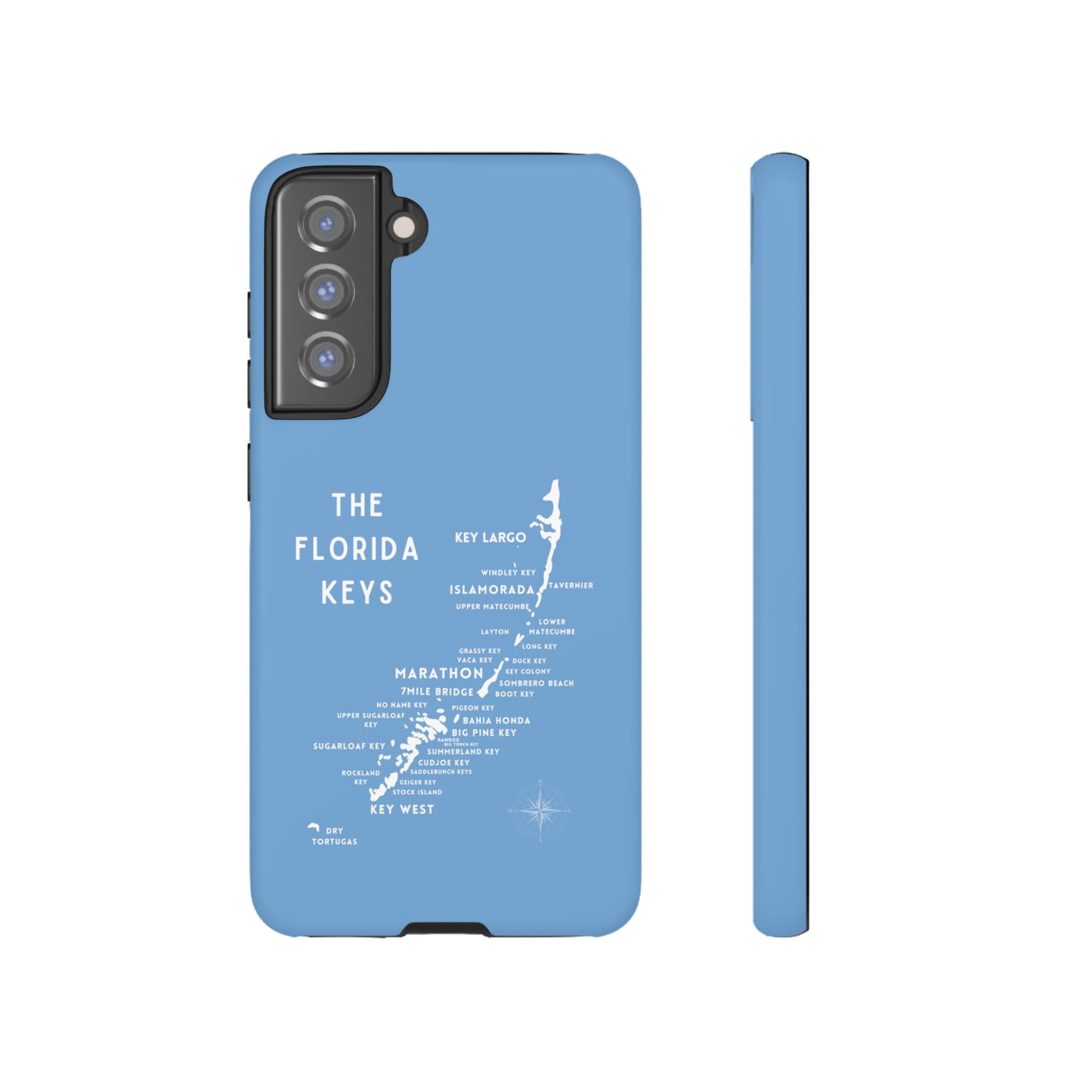 Florida keys map - iPhone Samsung pixel phone Case blue with white