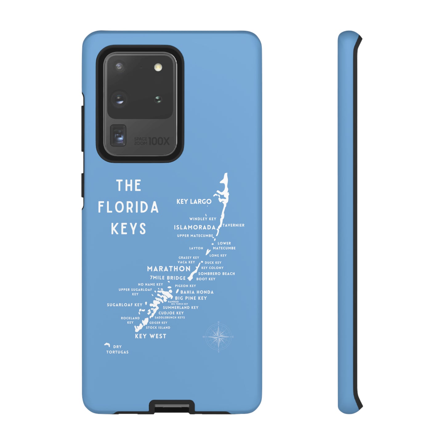 Florida keys map - iPhone Samsung pixel phone Case blue with white
