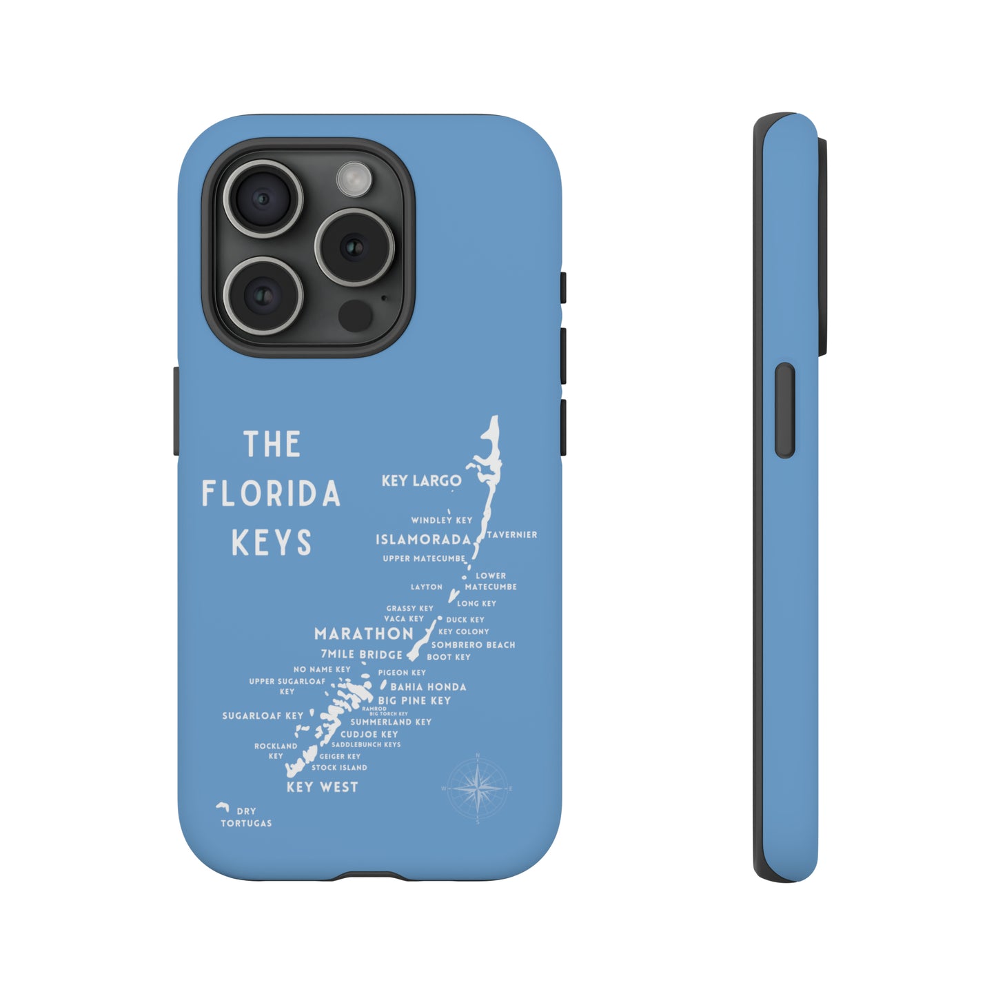 Florida keys map - iPhone Samsung pixel phone Case blue with white