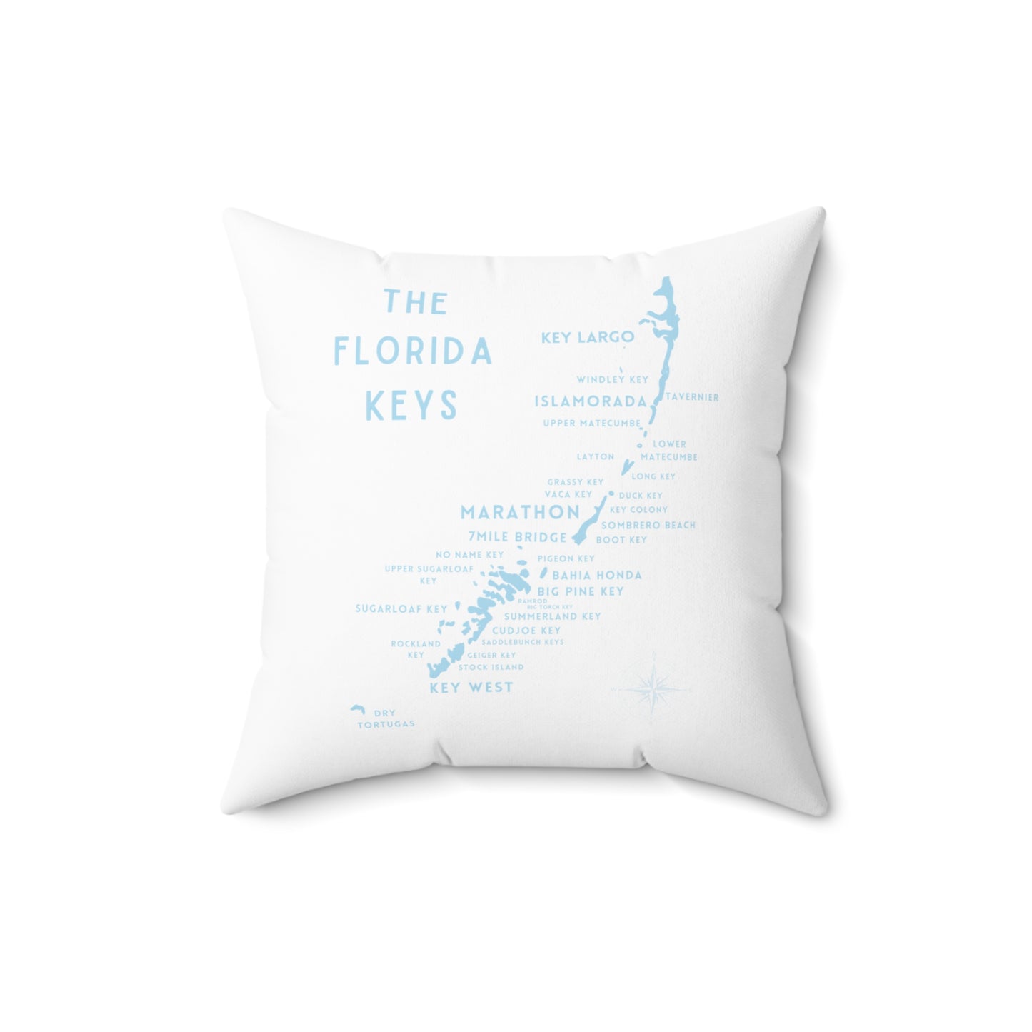Florida Keys Map - throw pillow - white with blue - four sizes