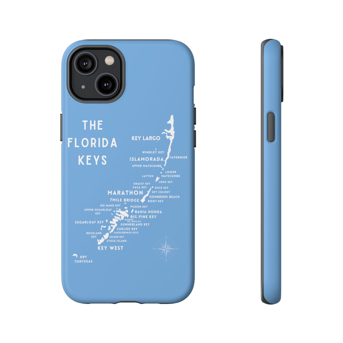 Florida keys map - iPhone Samsung pixel phone Case blue with white