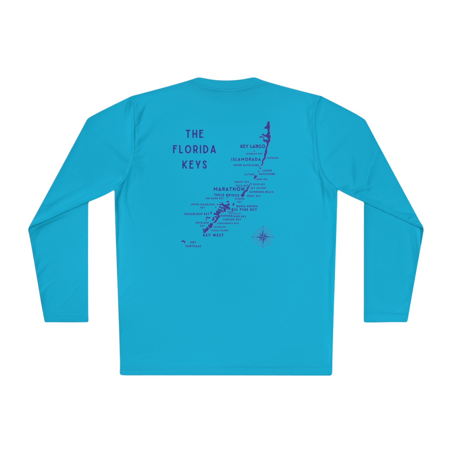 florida keys map - long sleeve fishing shirt - uv protected