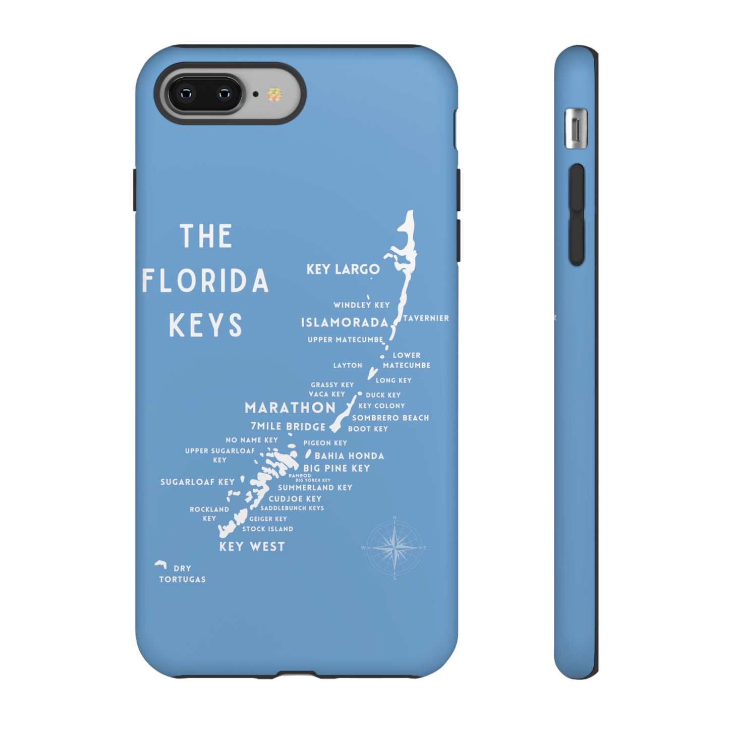 Florida keys map - iPhone Samsung pixel phone Case blue with white