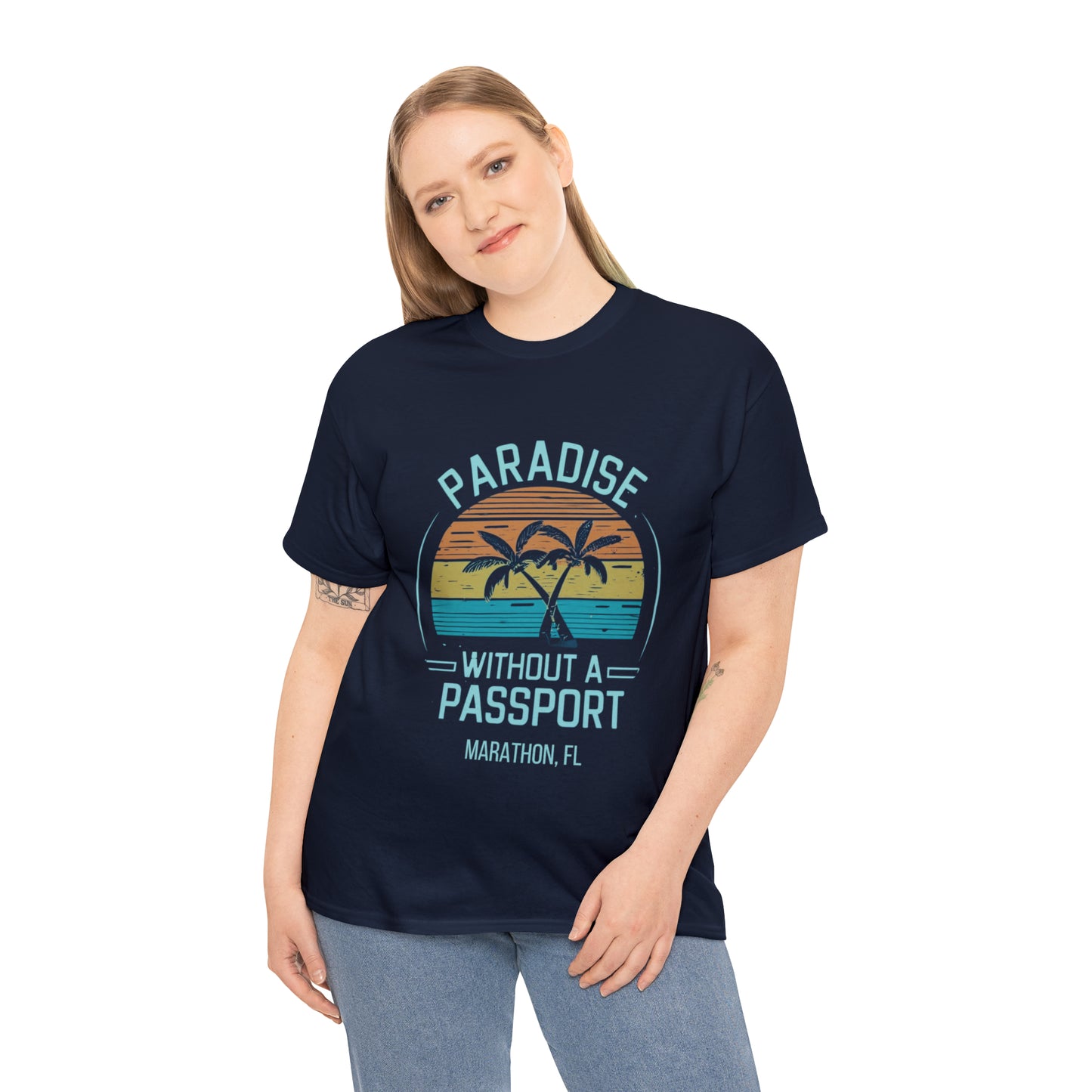 Paradise without a Passport - vintage tee - Unisex Heavy Cotton Tee