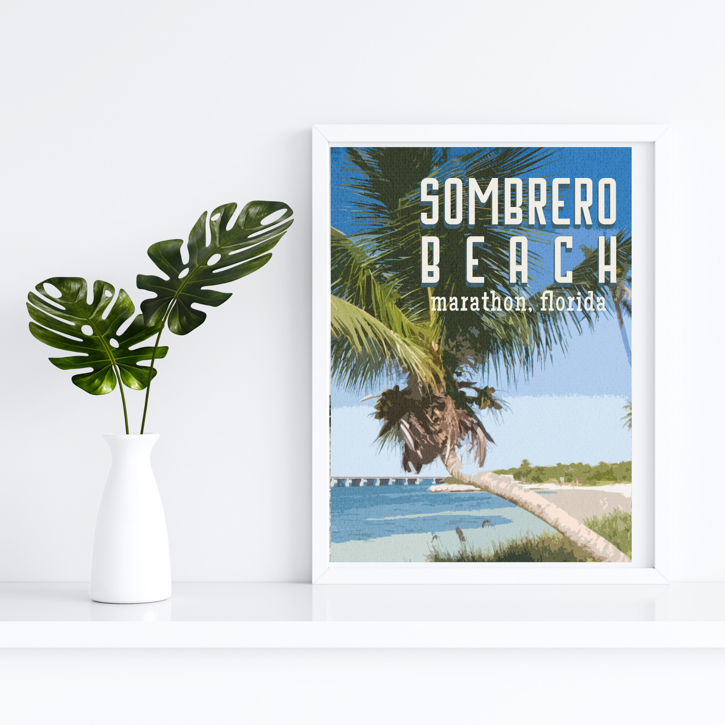 sombrero beach travel print, marathon florida