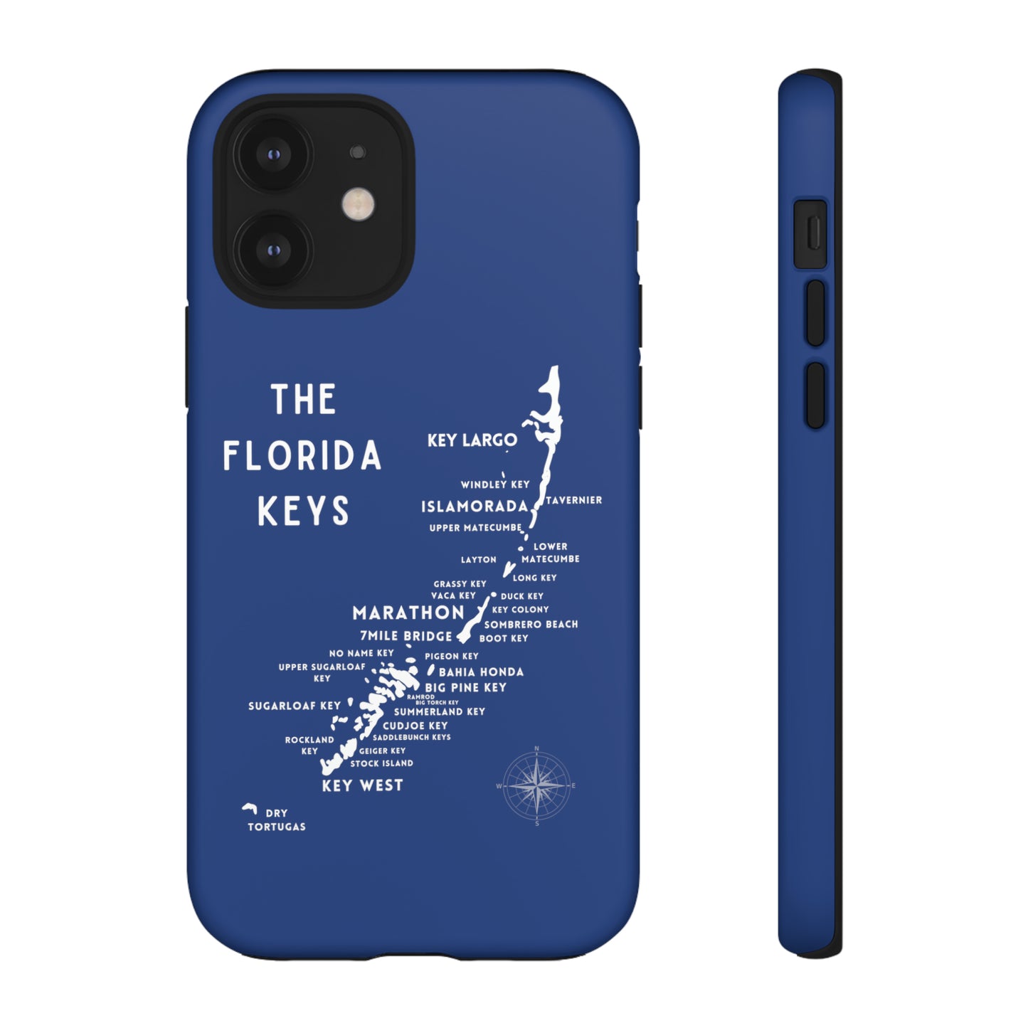 Florida keys map - iPhone Samsung pixel phone Case blue with white