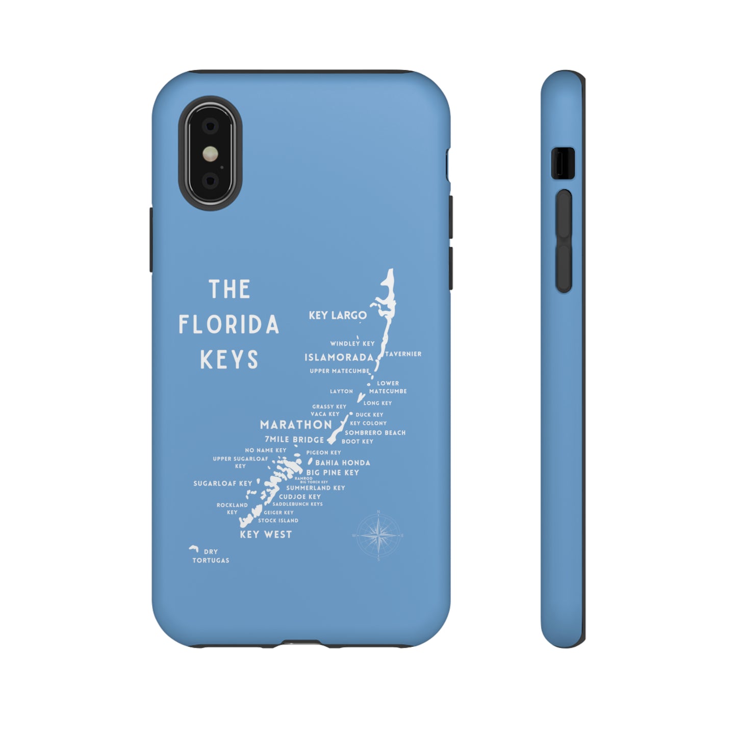 Florida keys map - iPhone Samsung pixel phone Case blue with white