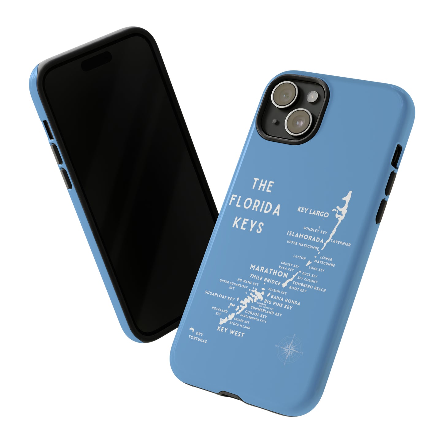 Florida keys map - iPhone Samsung pixel phone Case blue with white