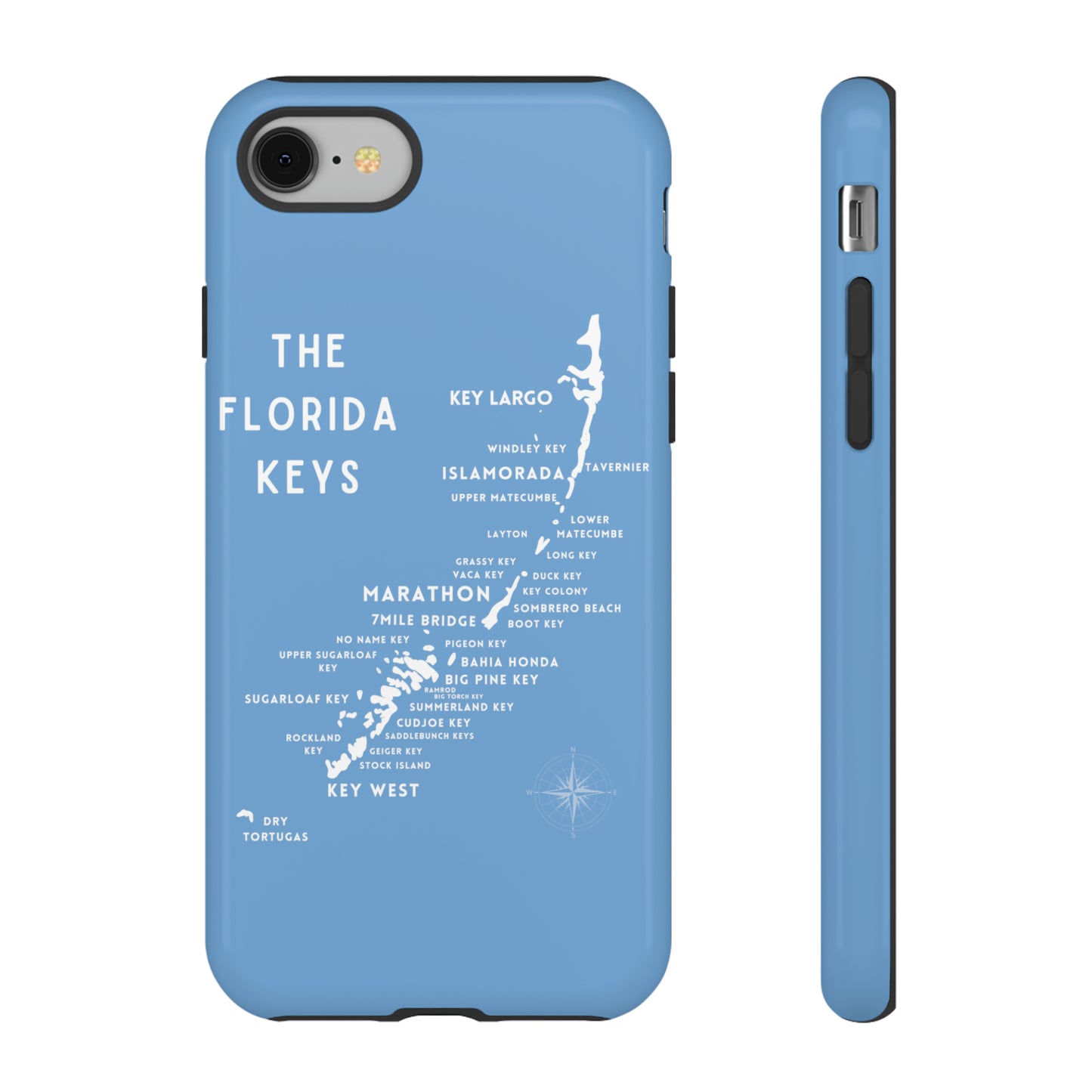 Florida keys map - iPhone Samsung pixel phone Case blue with white