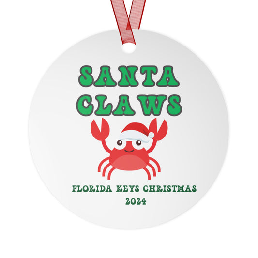Florida Keys Ornament - crab santa claws - fun beach christmas decor