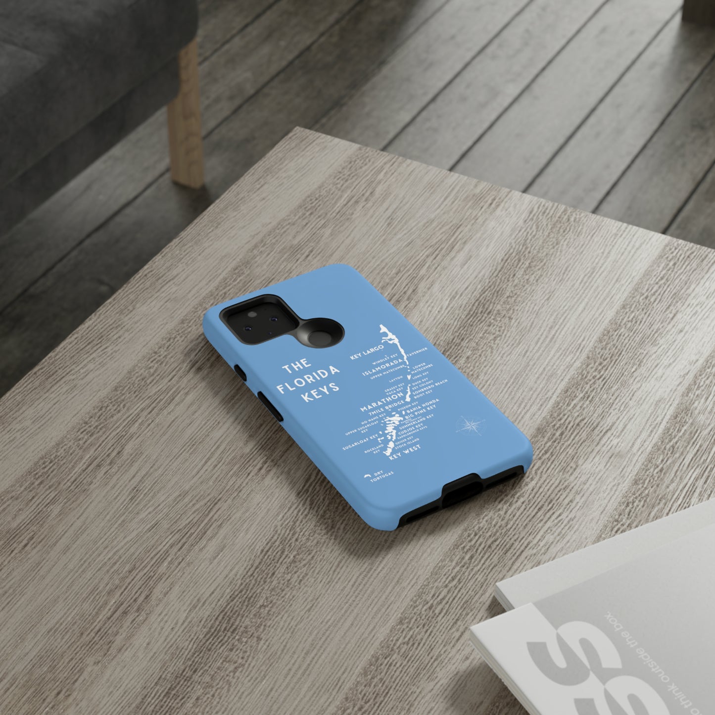 Florida keys map - iPhone Samsung pixel phone Case blue with white