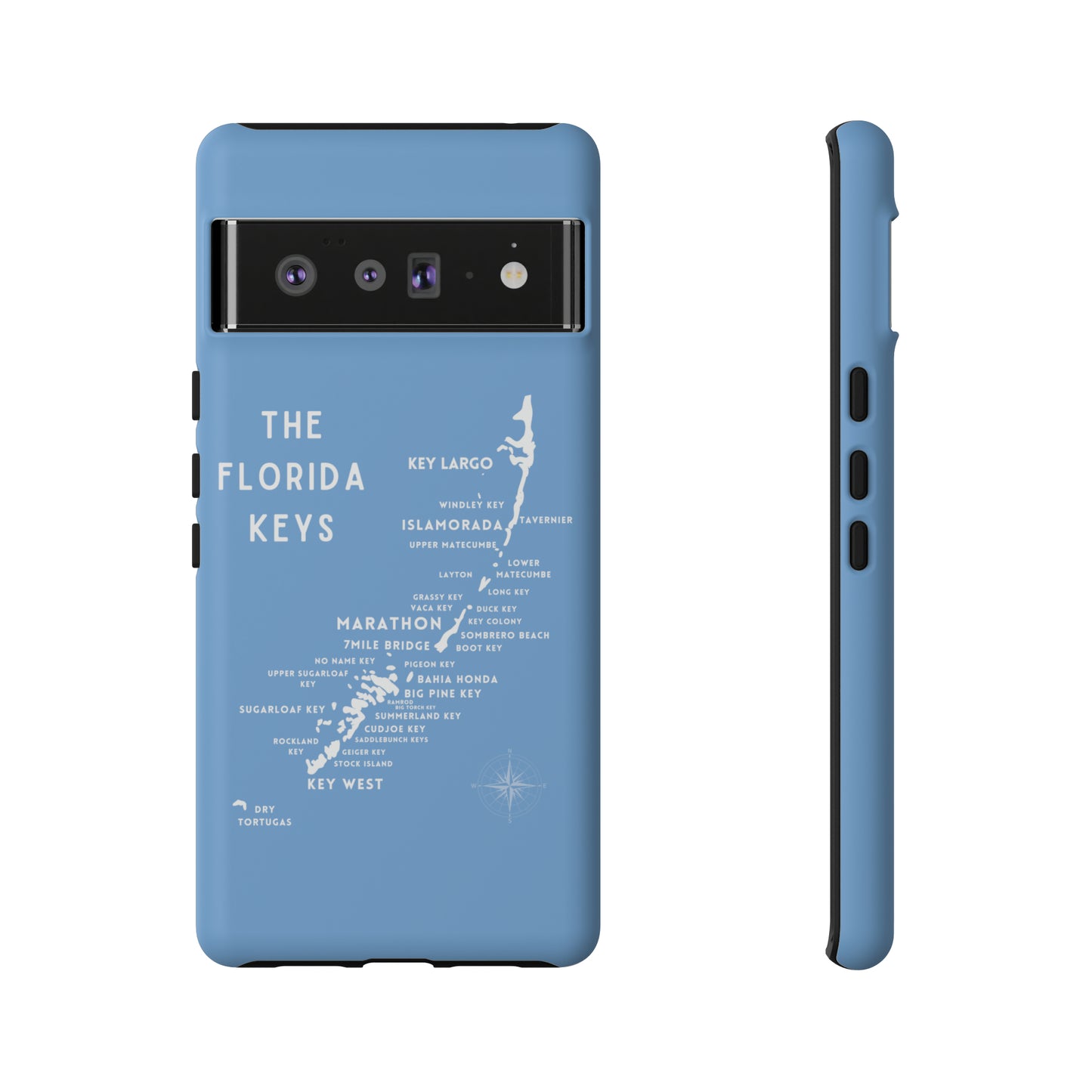 Florida keys map - iPhone Samsung pixel phone Case blue with white