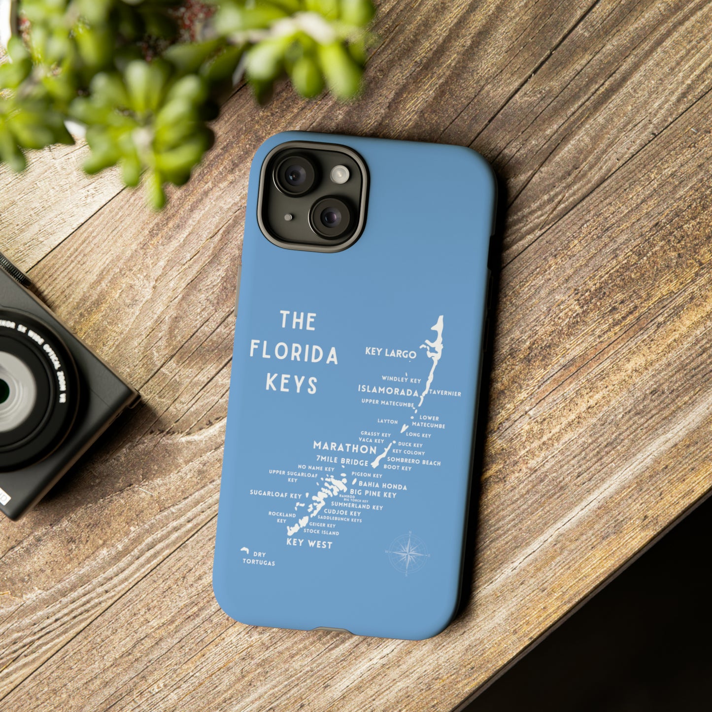 Florida keys map - iPhone Samsung pixel phone Case blue with white