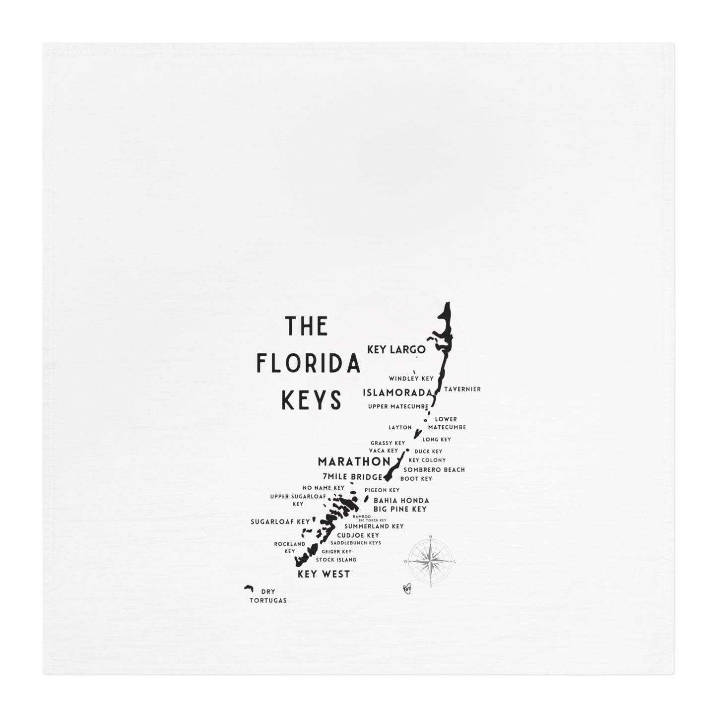 Florida Keys Map Tea Towel - Coastal Kitchen Decor, Nautical Dish Towel, Beach House Gift, Tropical Home Decor, Island Map Decor