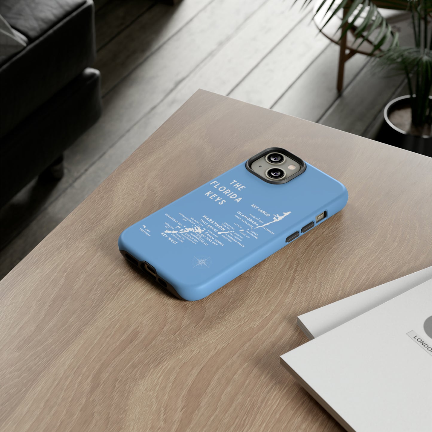 Florida keys map - iPhone Samsung pixel phone Case blue with white
