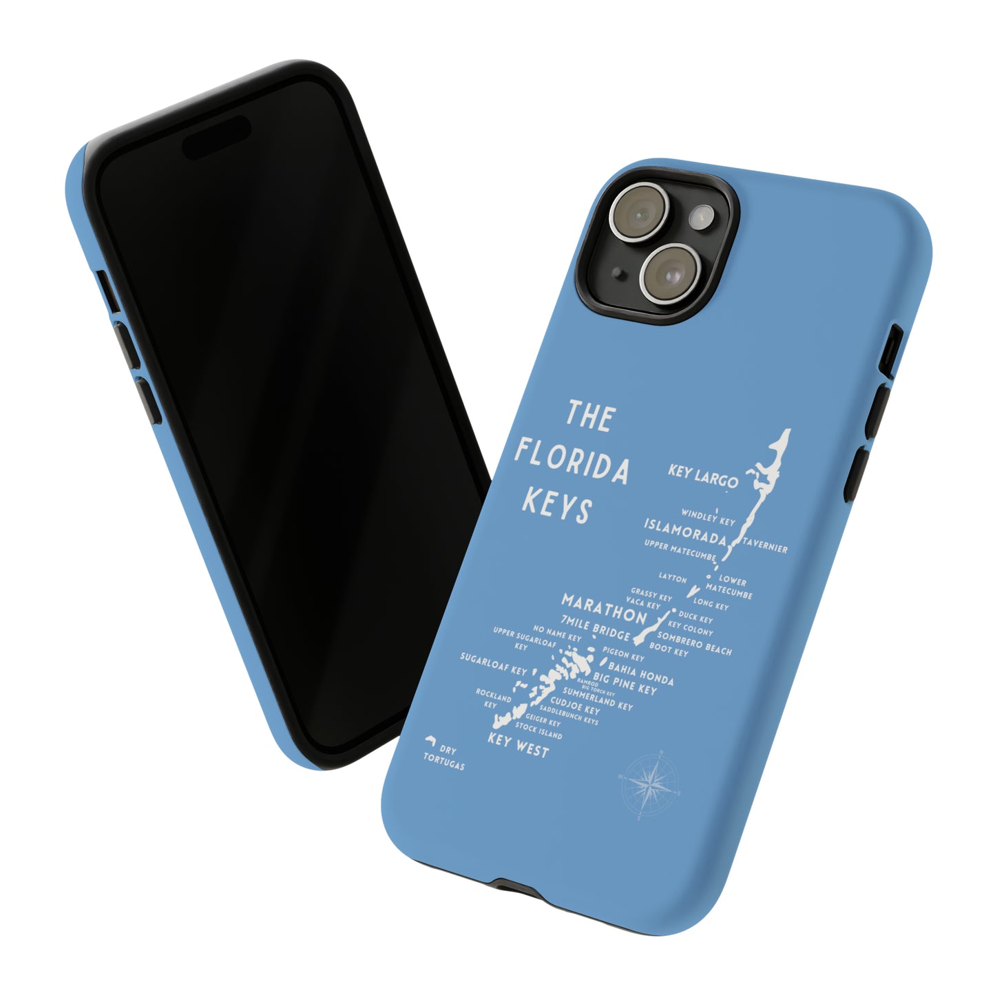 Florida keys map - iPhone Samsung pixel phone Case blue with white