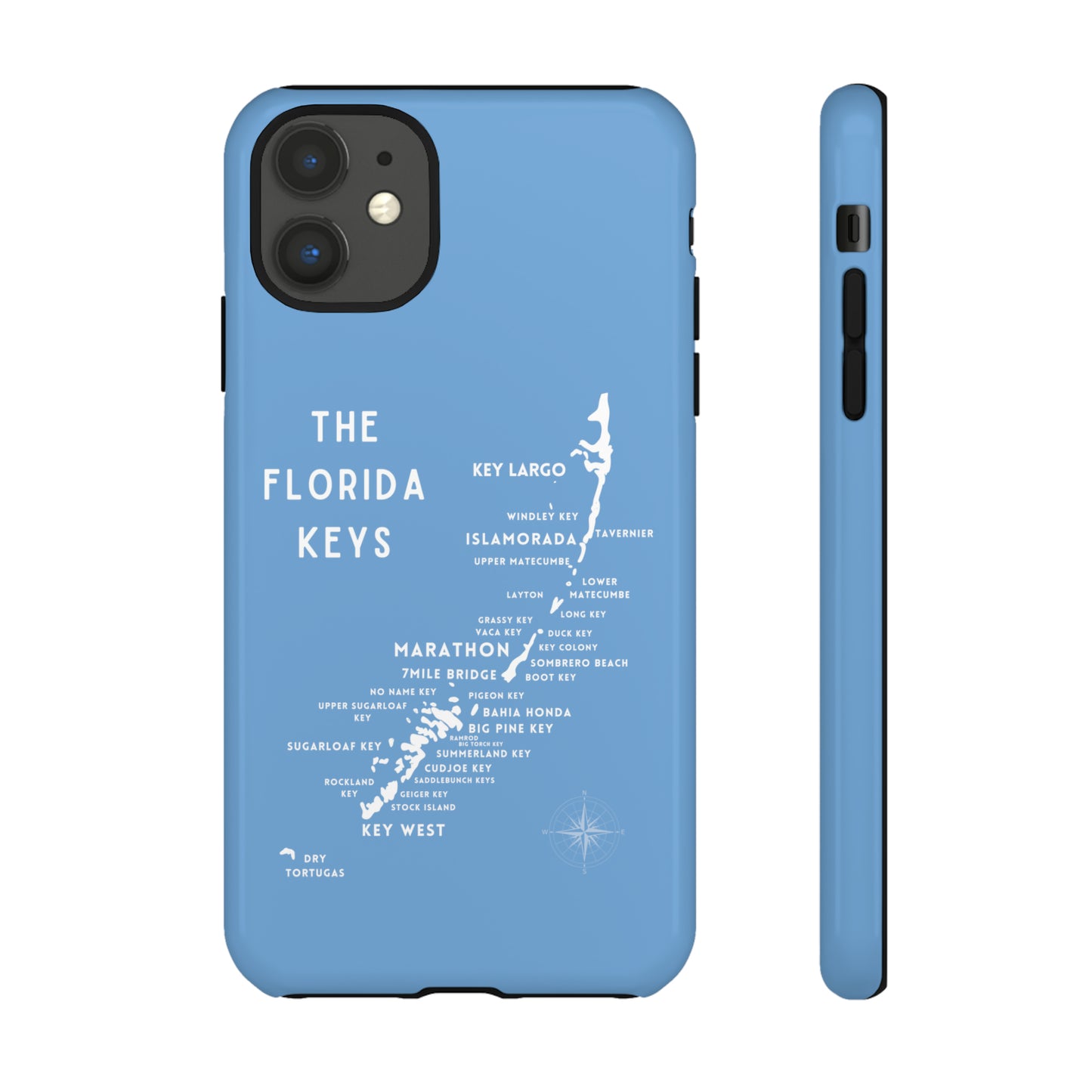 Florida keys map - iPhone Samsung pixel phone Case blue with white