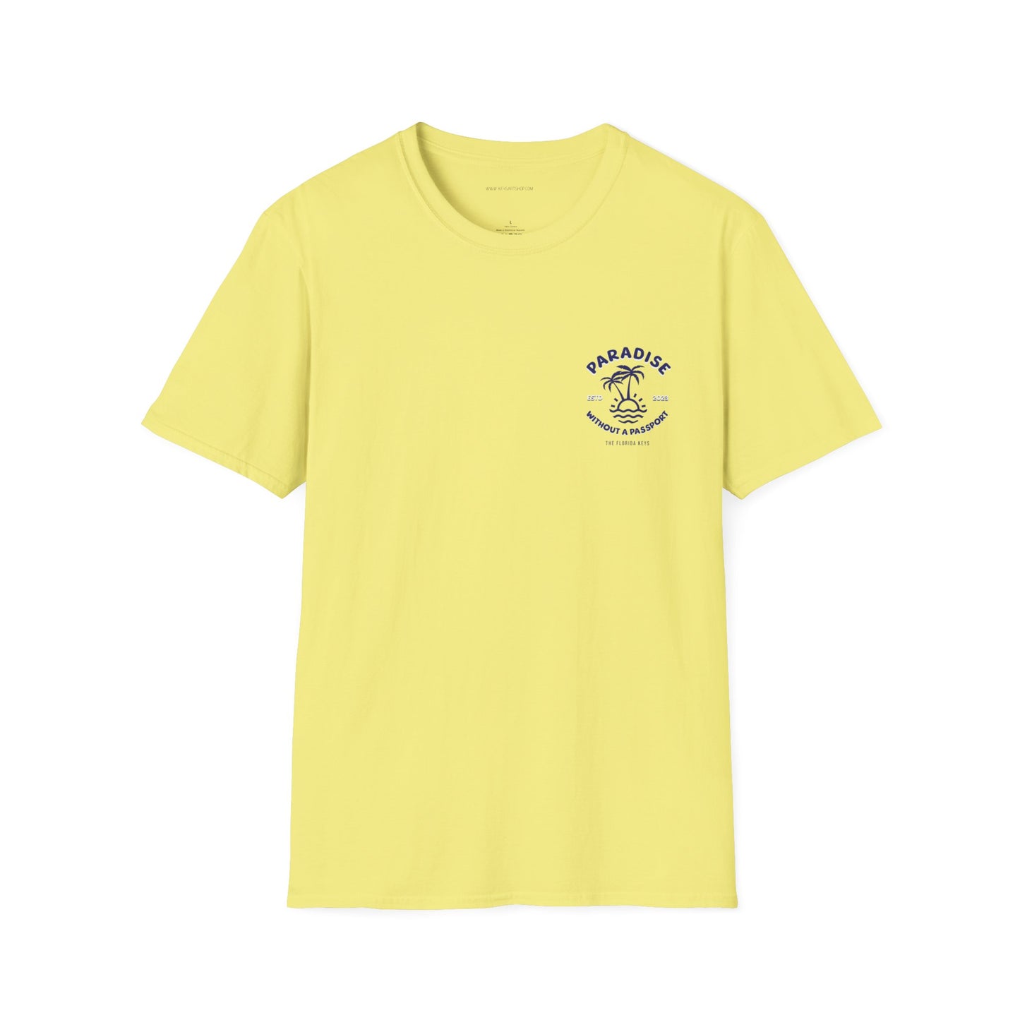 Paradise without a Passport - palm tree shirt - multicolor soft tee