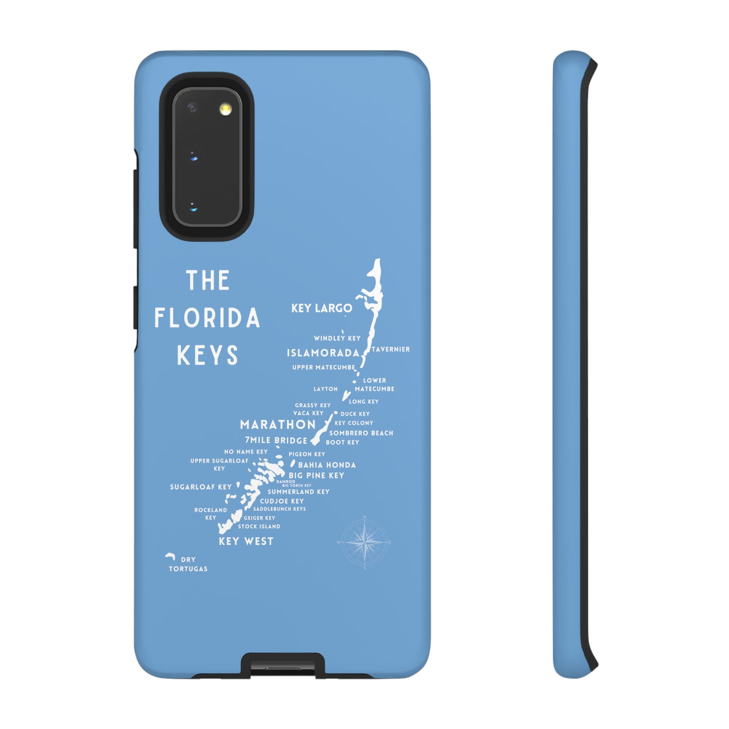 Florida keys map - iPhone Samsung pixel phone Case blue with white
