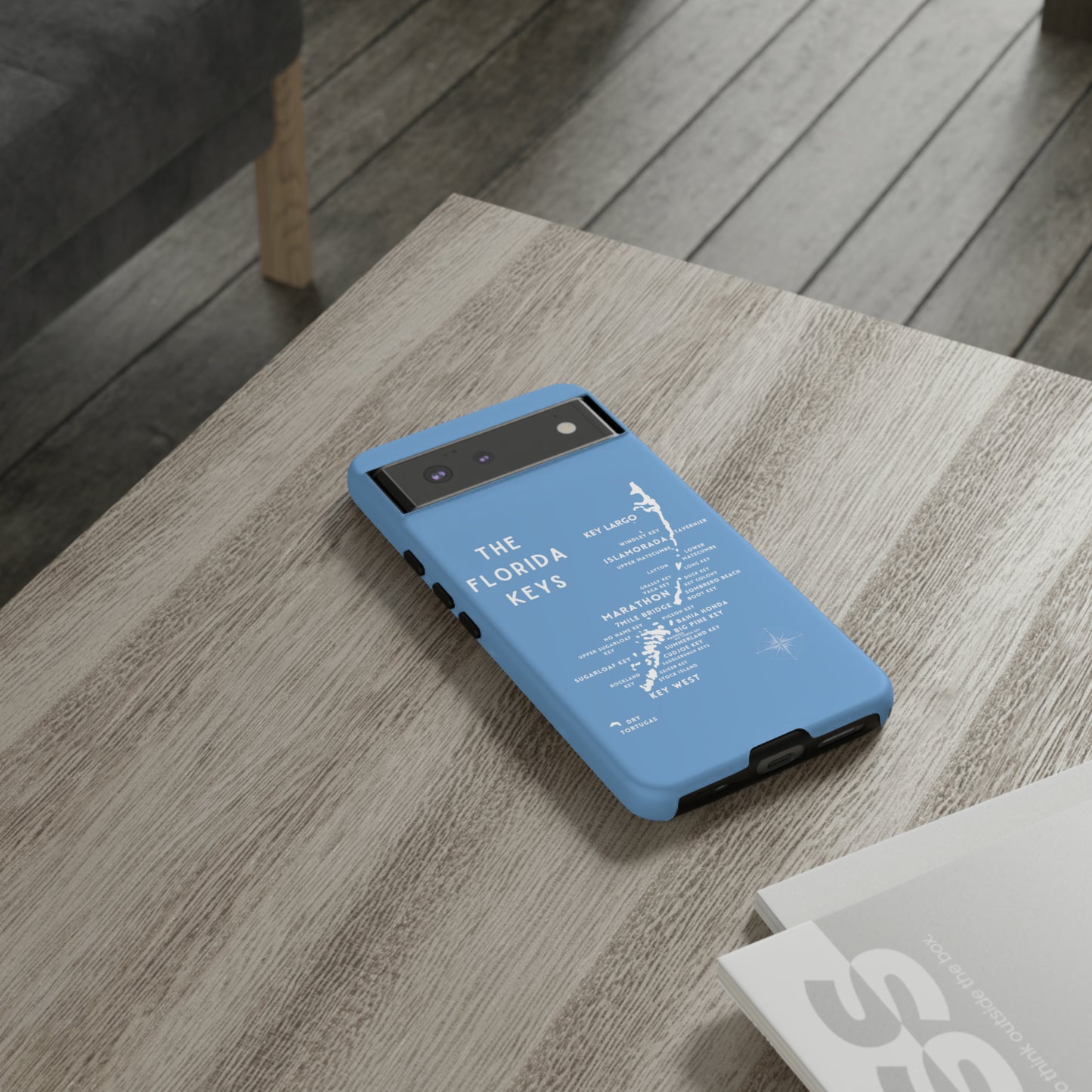 Florida keys map - iPhone Samsung pixel phone Case blue with white