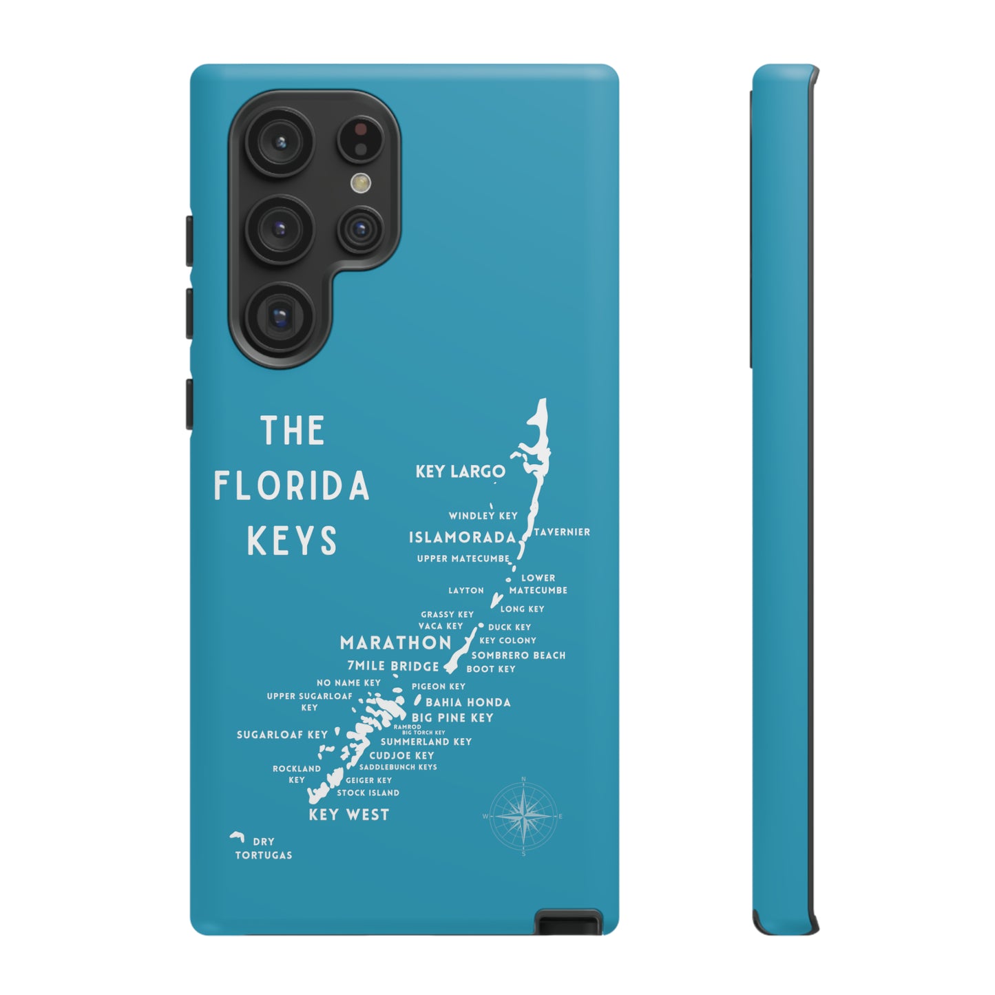 Florida keys map - iPhone Samsung pixel phone Case blue with white