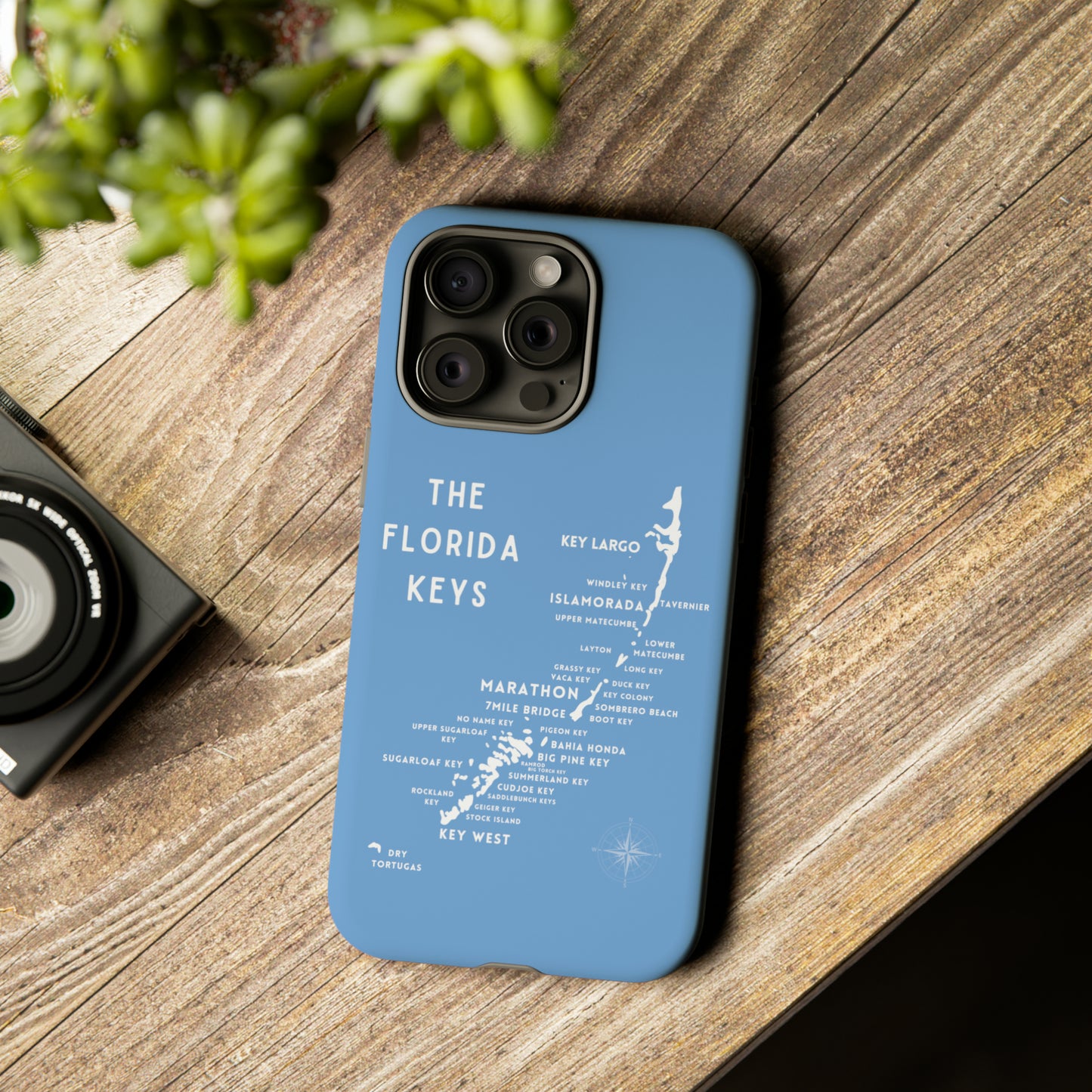 Florida keys map - iPhone Samsung pixel phone Case blue with white