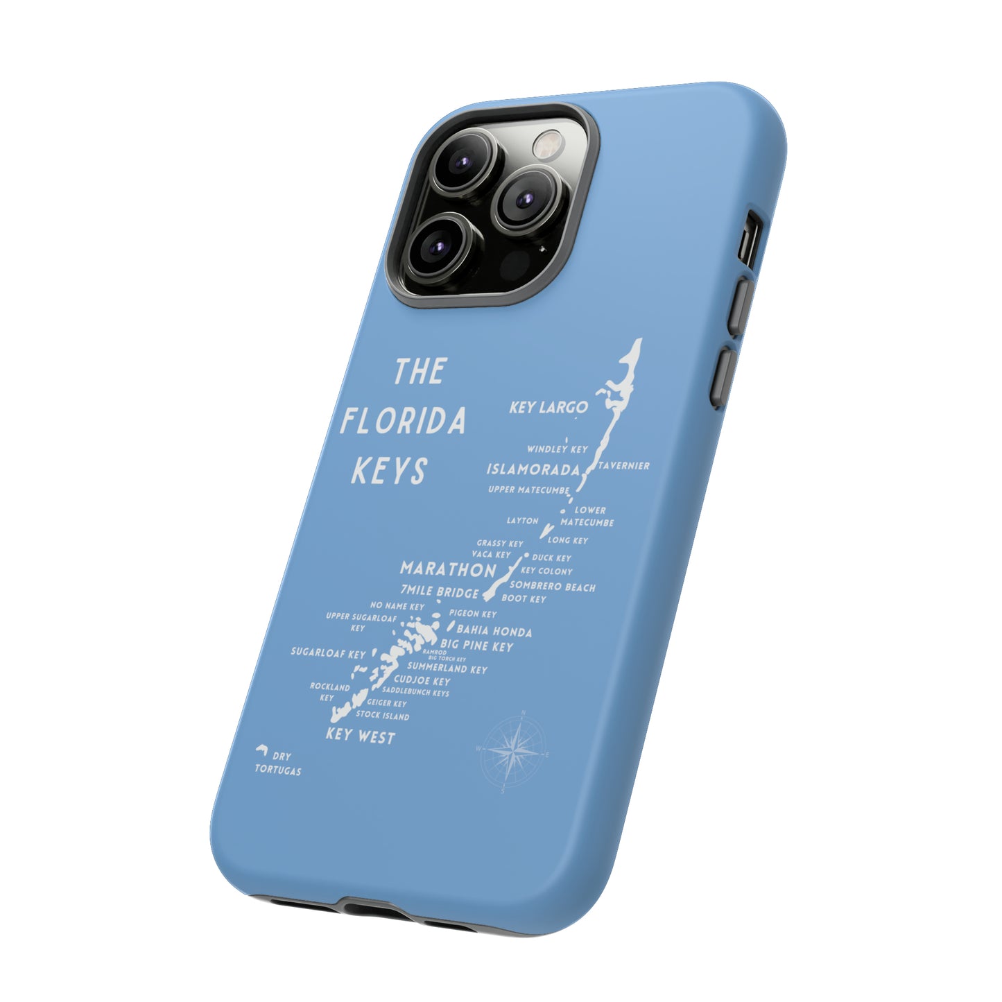 Florida keys map - iPhone Samsung pixel phone Case blue with white