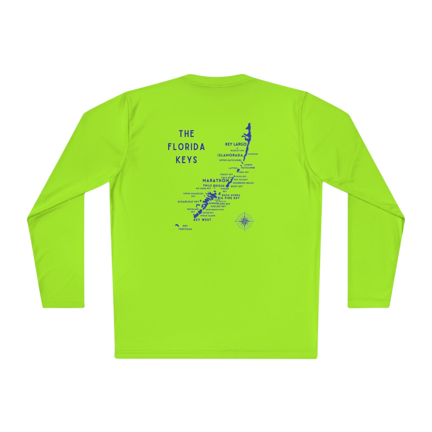 florida keys map - long sleeve fishing shirt - uv protected