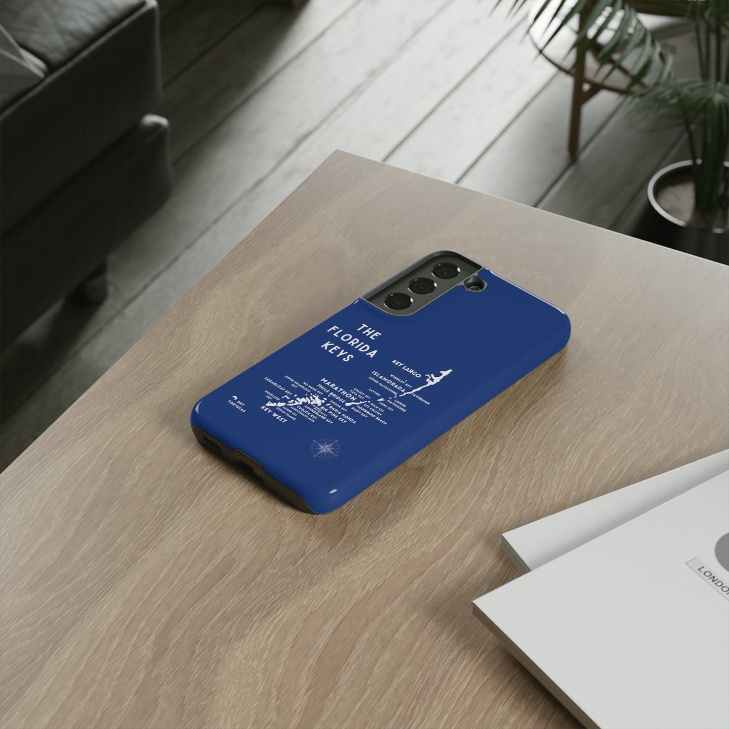 Florida keys map - iPhone Samsung pixel phone Case blue with white