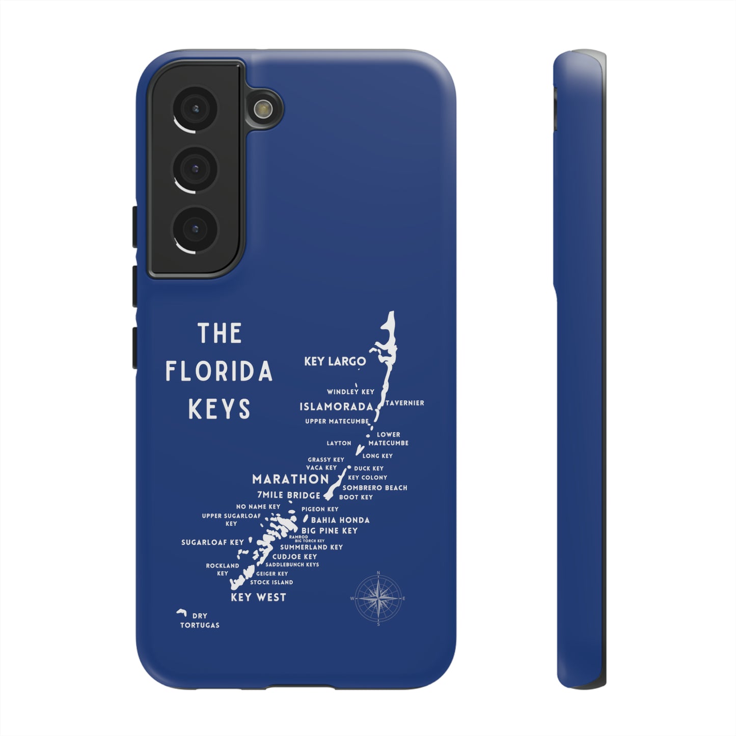Florida keys map - iPhone Samsung pixel phone Case blue with white