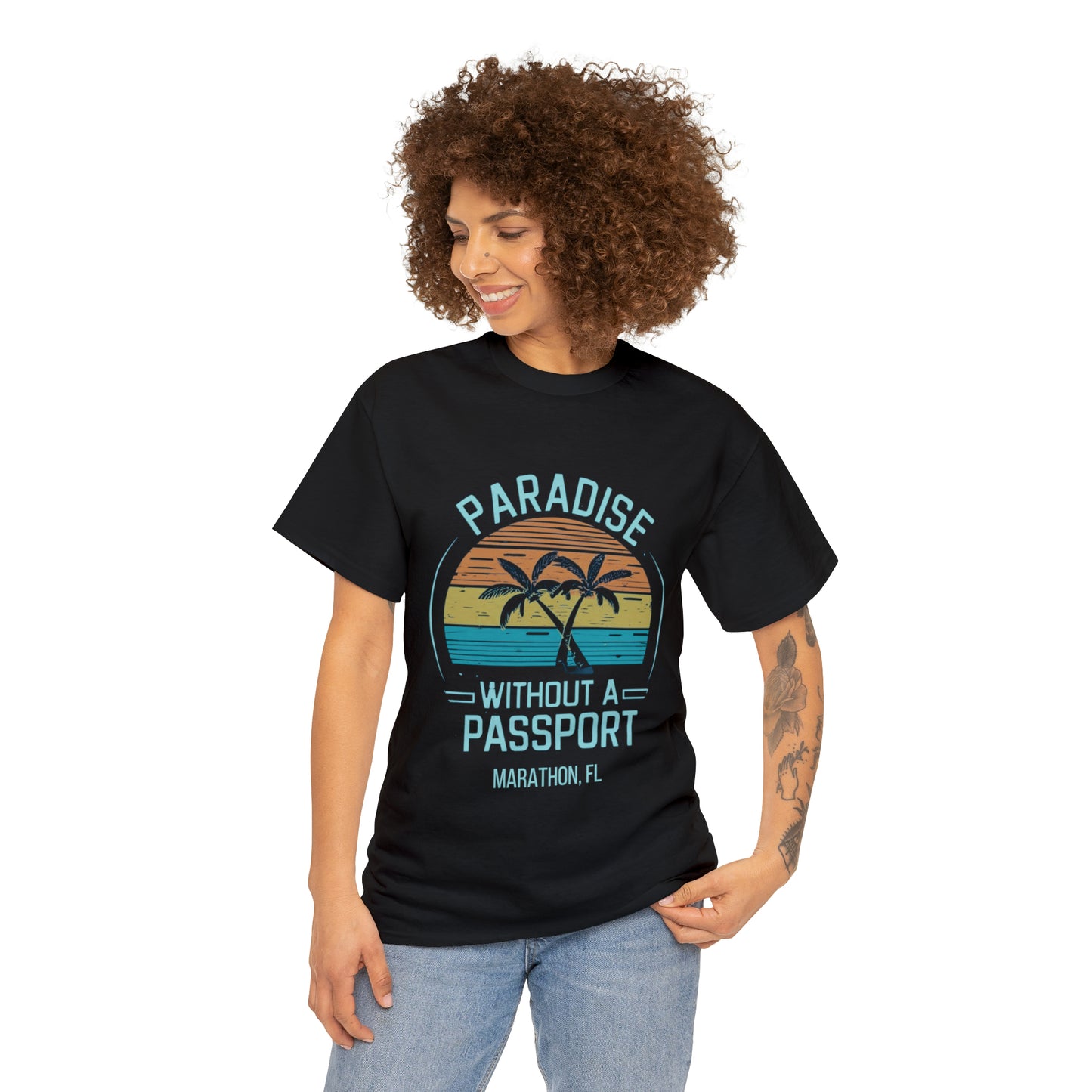 Paradise without a Passport - vintage tee - Unisex Heavy Cotton Tee