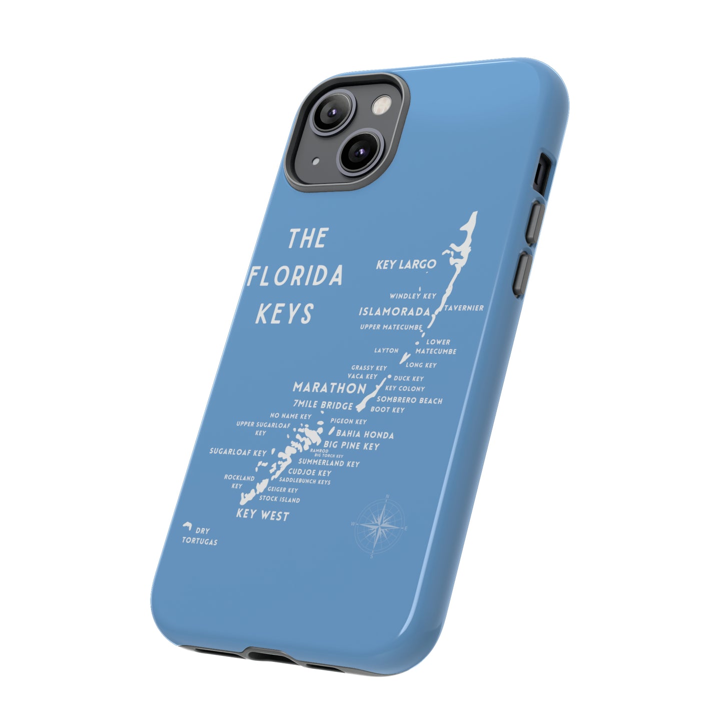Florida keys map - iPhone Samsung pixel phone Case blue with white