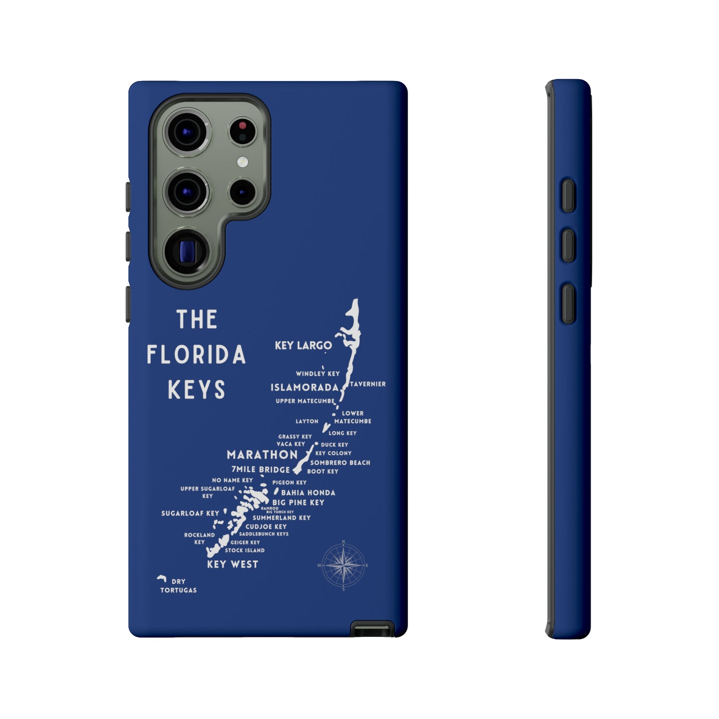 Florida keys map - iPhone Samsung pixel phone Case blue with white