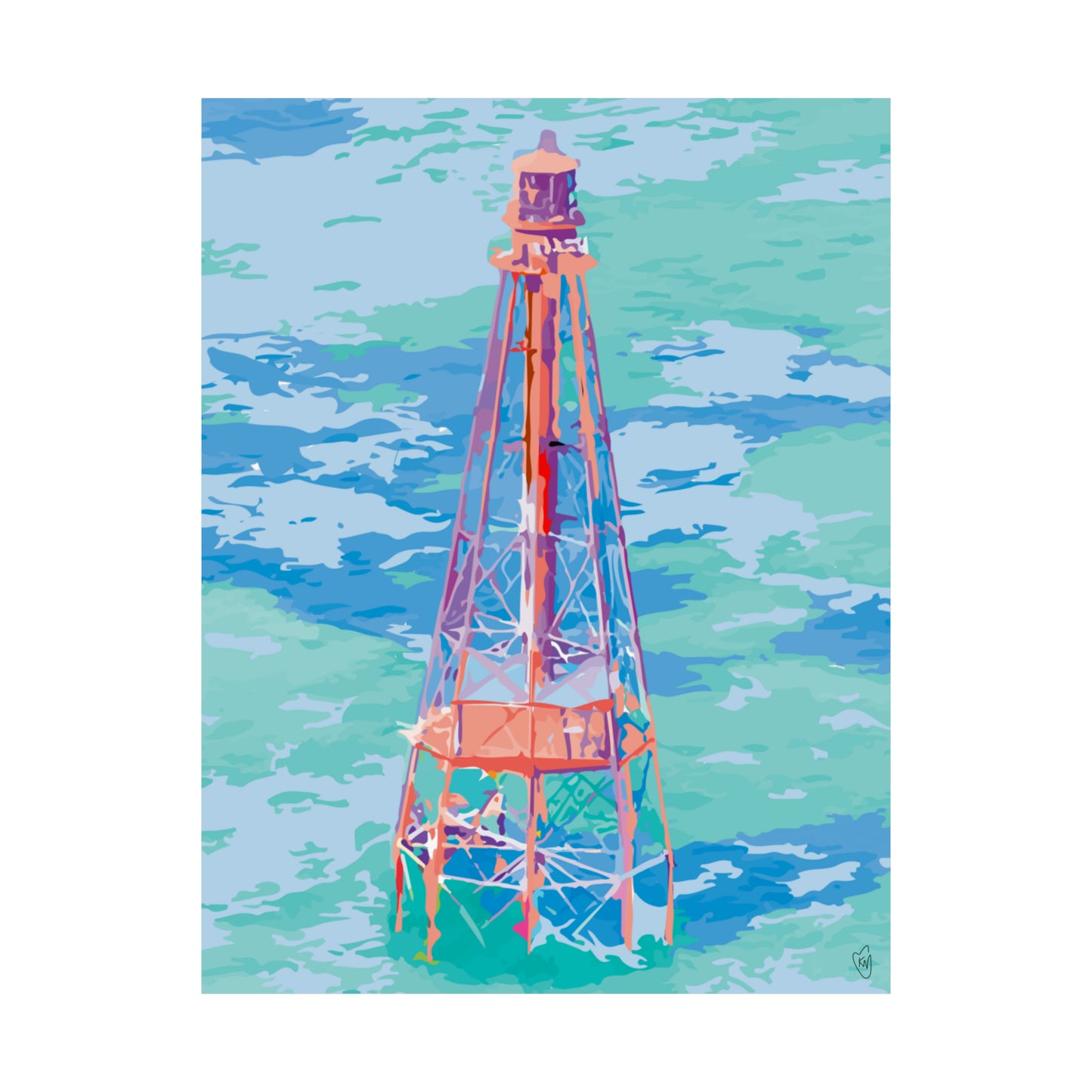 Marathon lighthouse poster - Florida keys art - marathon Florida