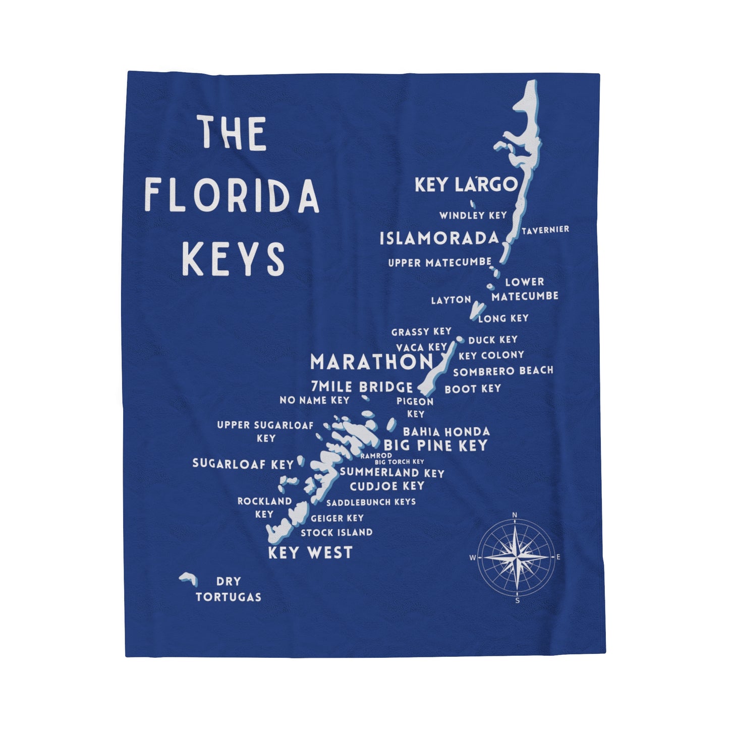 Florida Keys Map Velveteen Plush Blanket - Cozy Nautical Home Decor, Perfect Gift for Beach Lovers and Travel Enthusiasts