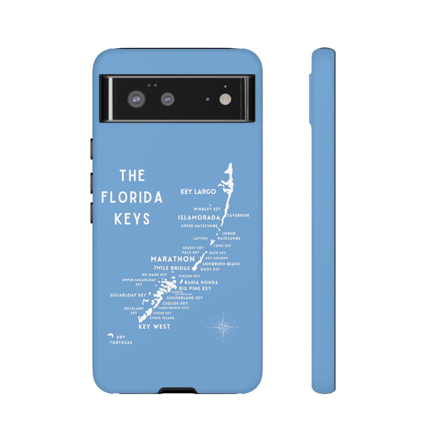 Florida keys map - iPhone Samsung pixel phone Case blue with white