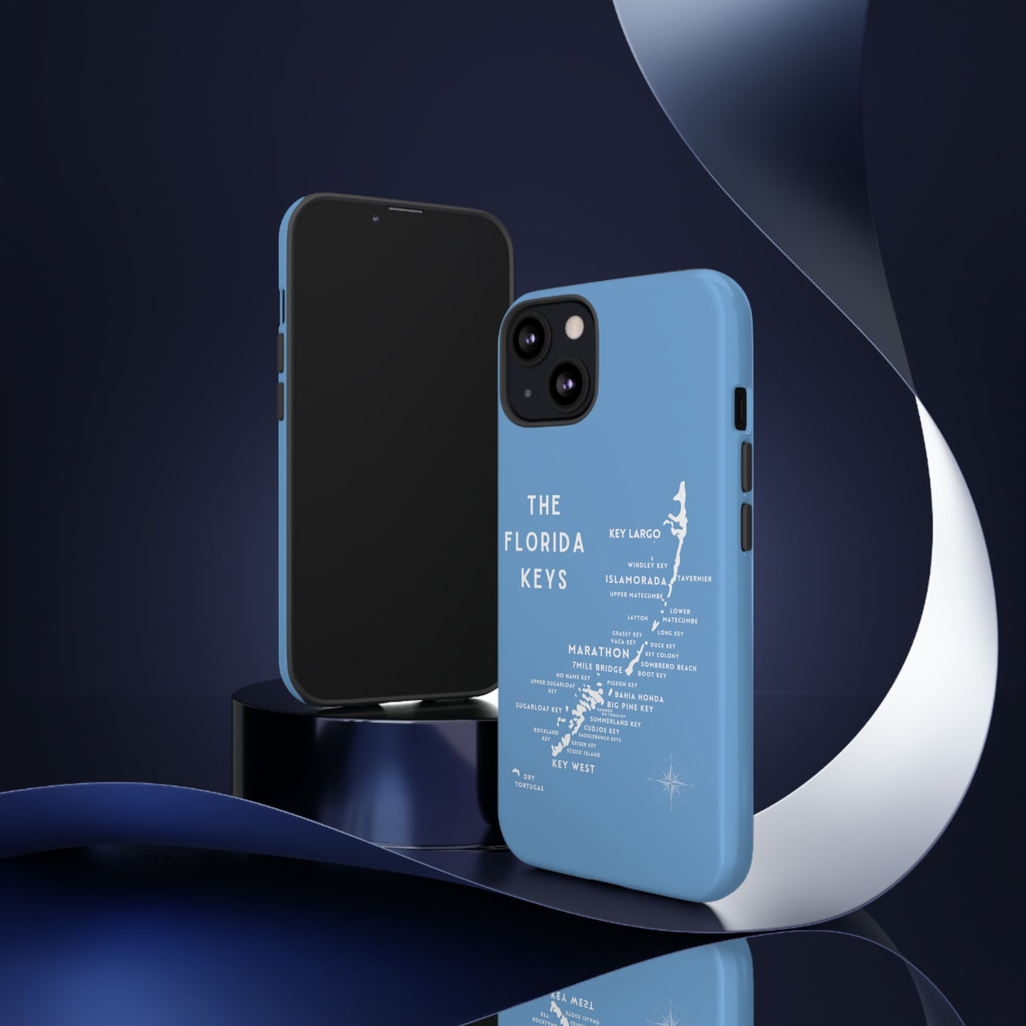 Florida keys map - iPhone Samsung pixel phone Case blue with white