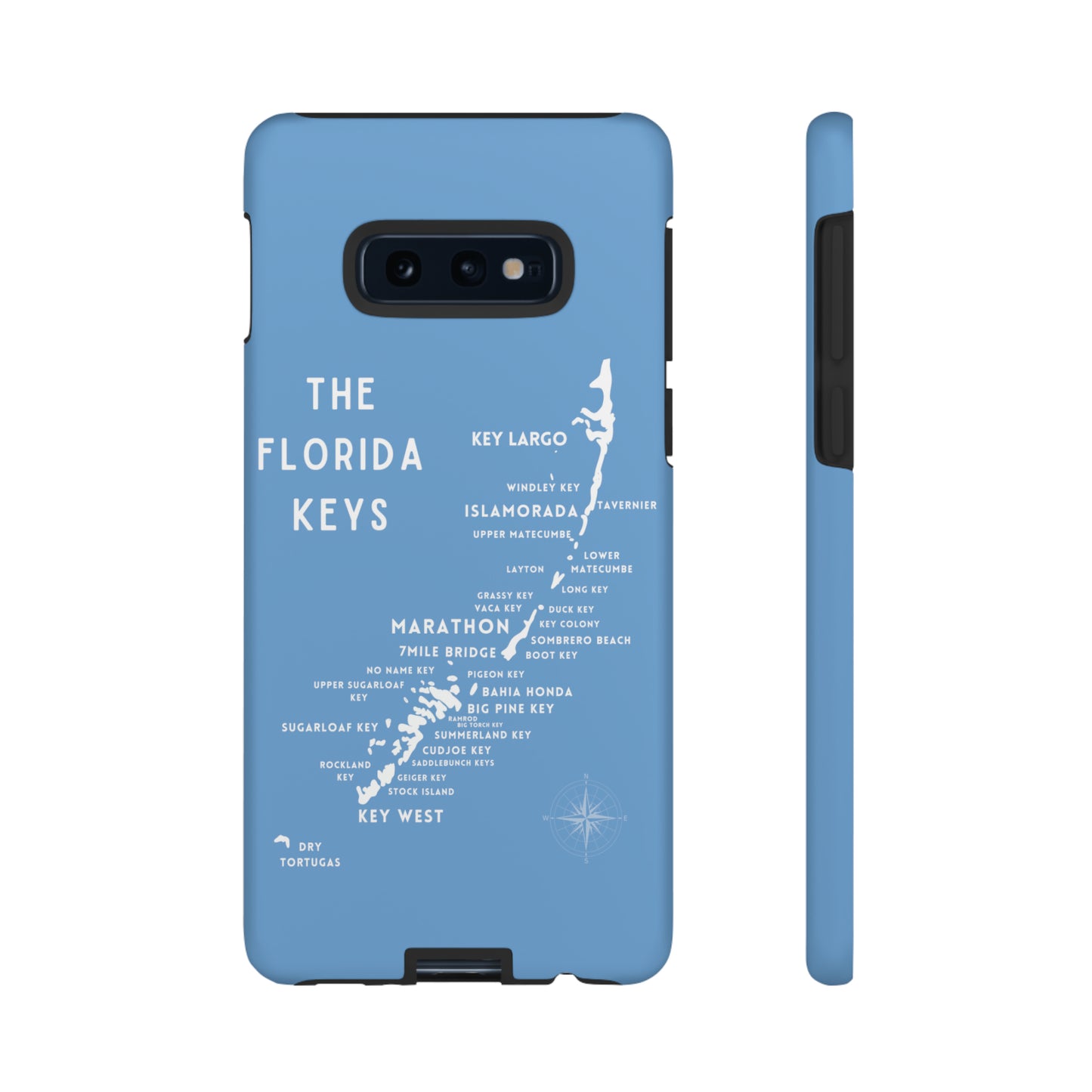 Florida keys map - iPhone Samsung pixel phone Case blue with white