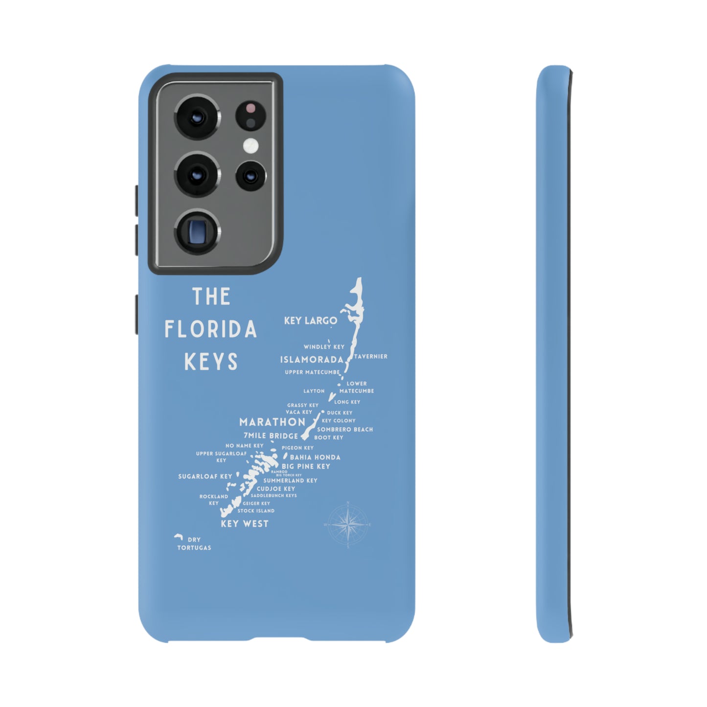 Florida keys map - iPhone Samsung pixel phone Case blue with white