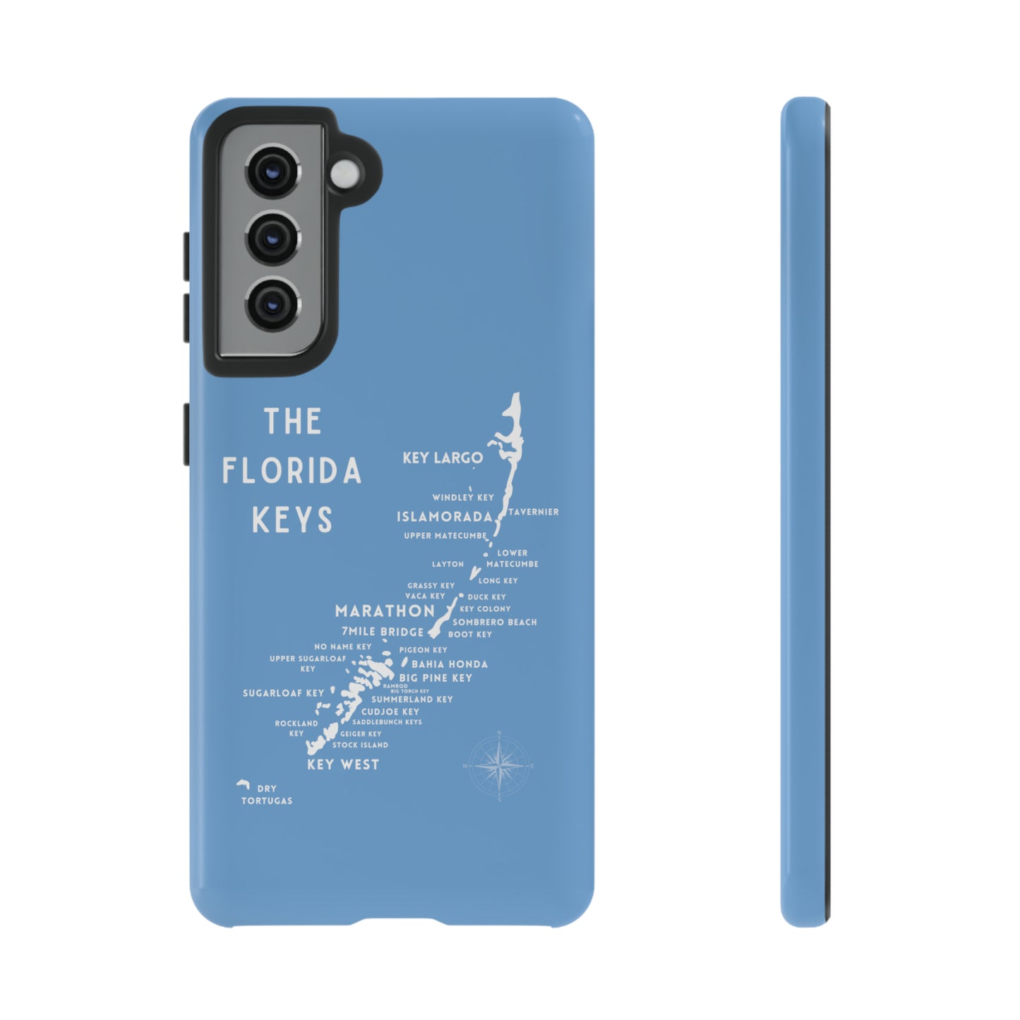 Florida keys map - iPhone Samsung pixel phone Case blue with white