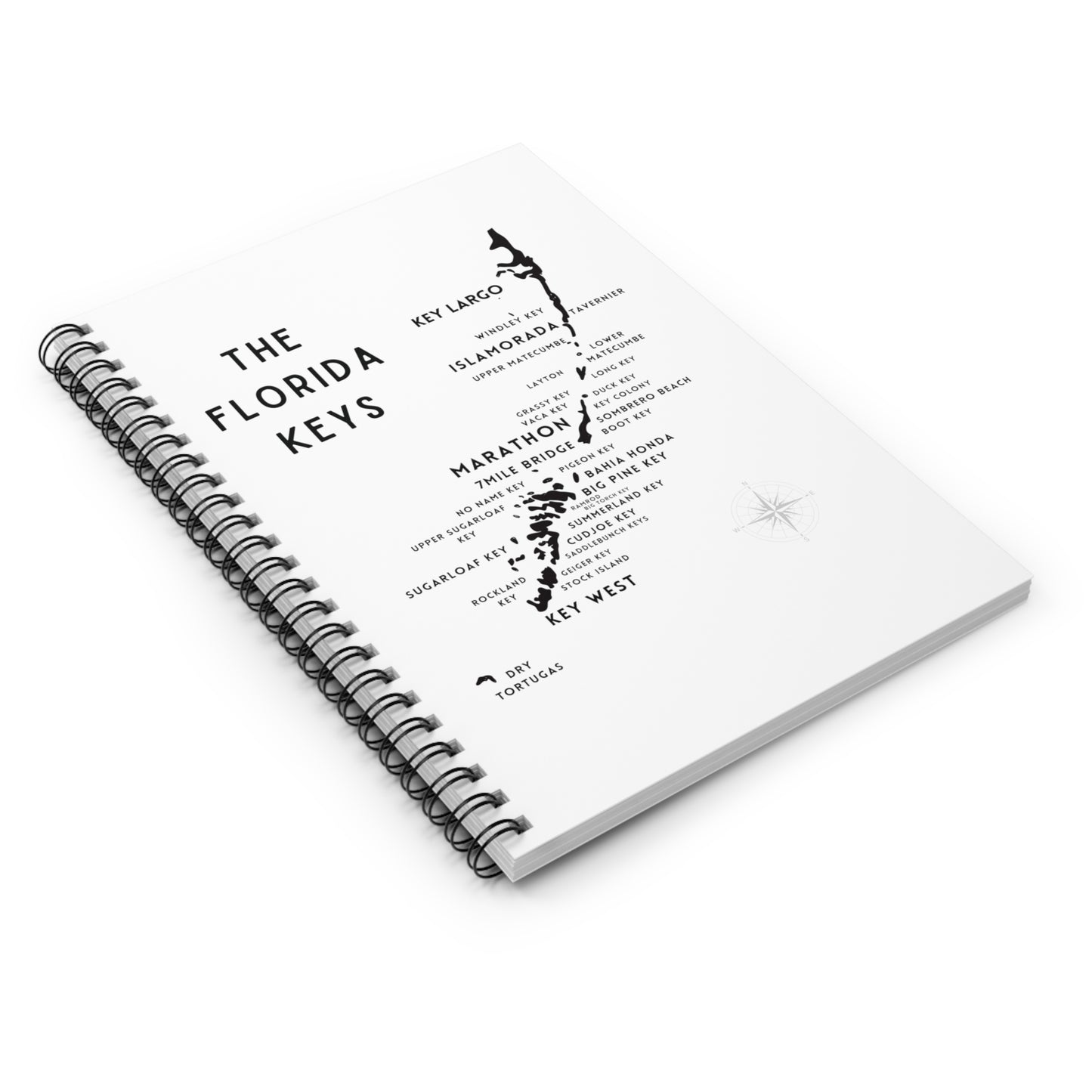 Florida Keys Map Spiral Notebook - Ruled Line